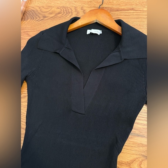 Good American Black Rib Knit Bodycon V-Neck Midi Dress - Picture 8 of 11